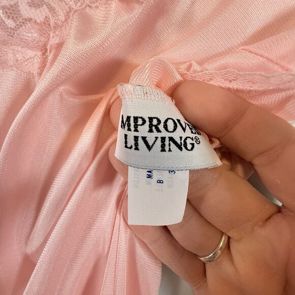 VTG Movie Star Nightie Lingerie Set Nylon Lace Pink Sissy 1970s SIZE SMALL USA - Picture 7 of 16
